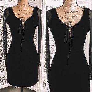 David Fielden evening black velvet mini dress 6